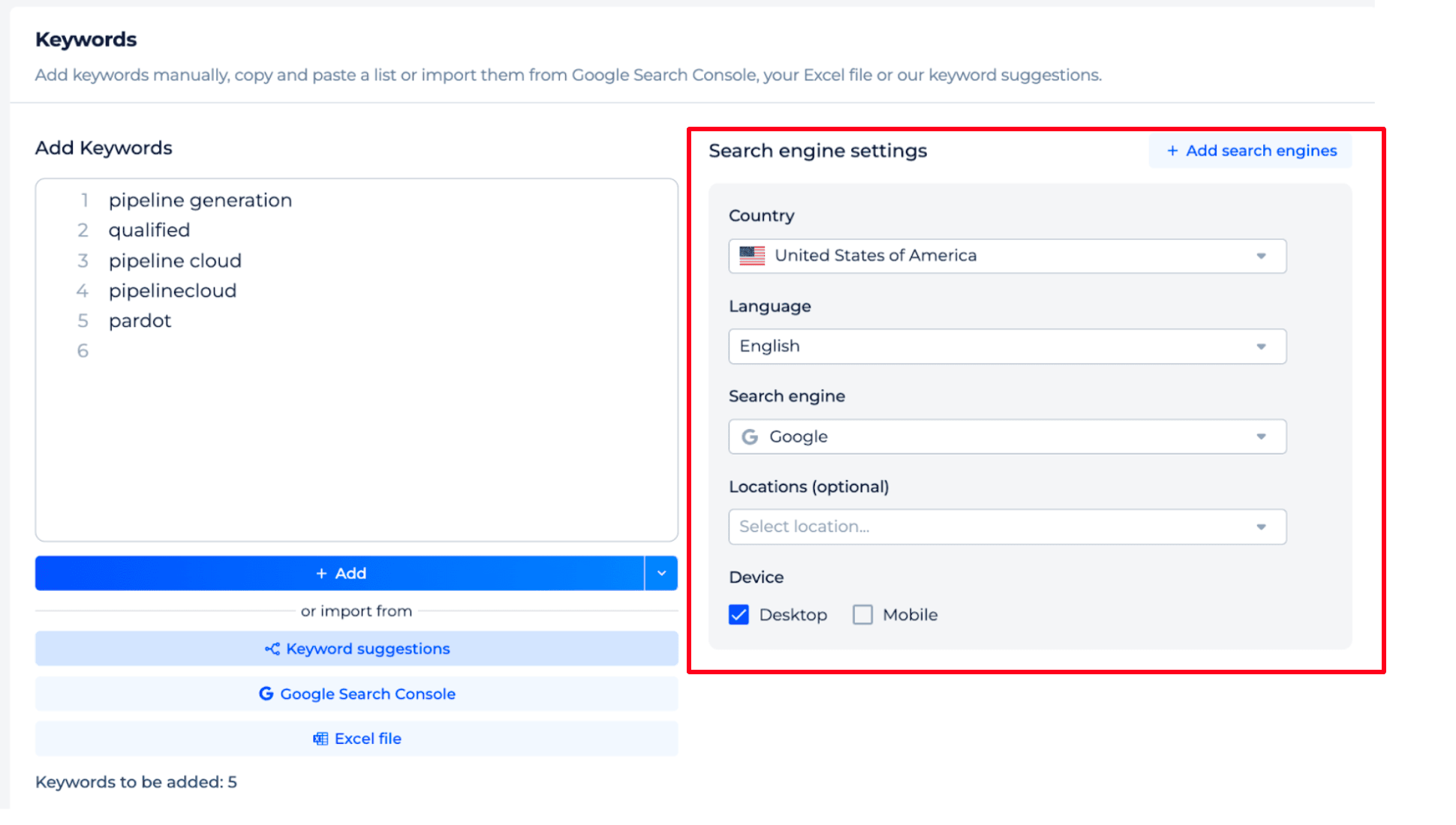 Definições de localizações