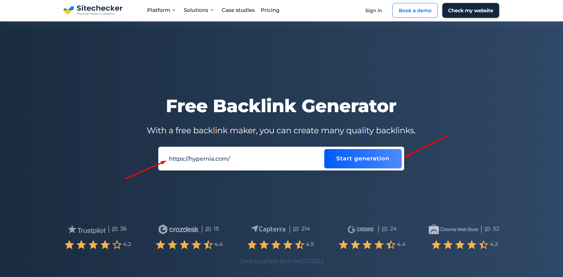 Backlink Generator Start