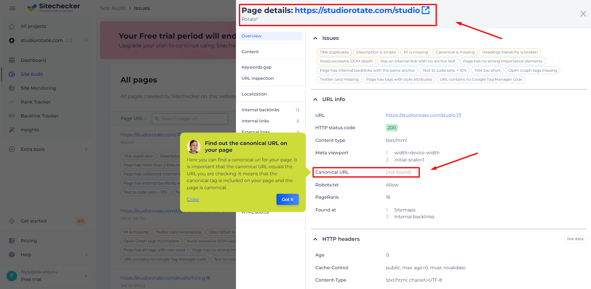 Canonical checker - URL result