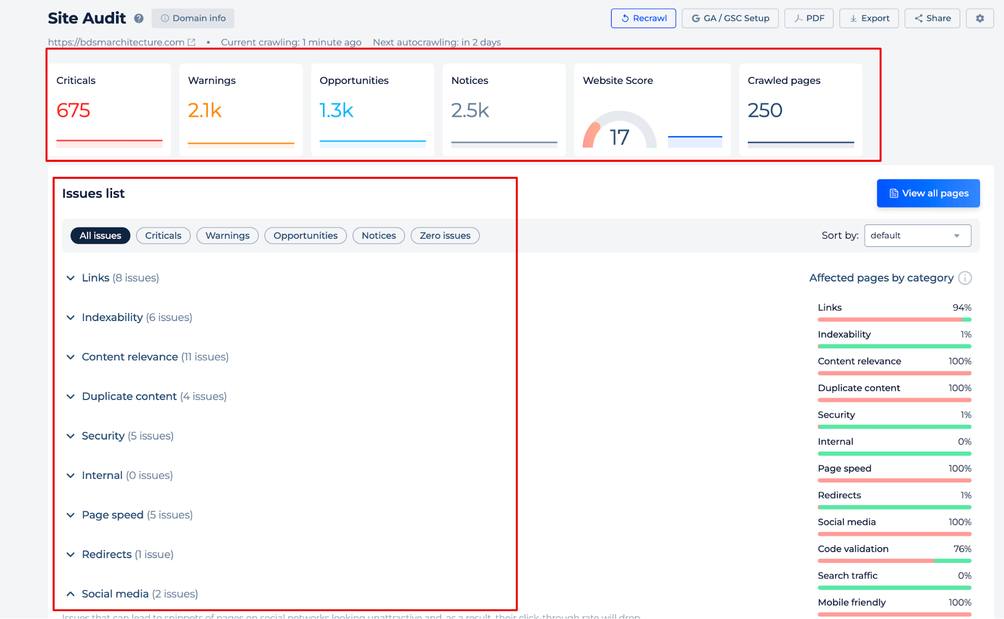 Zusätzliche Funktionen des Website Cloaking Checker