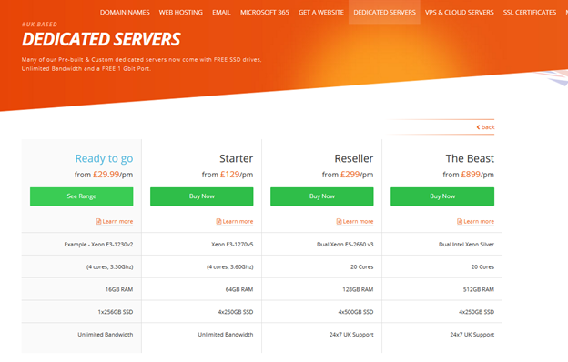 EASYSPACE Dedicated Servers