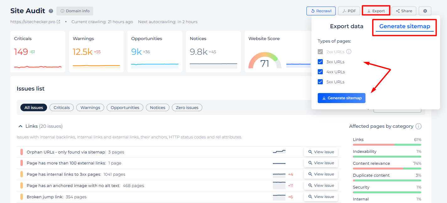 Generate Sitemap