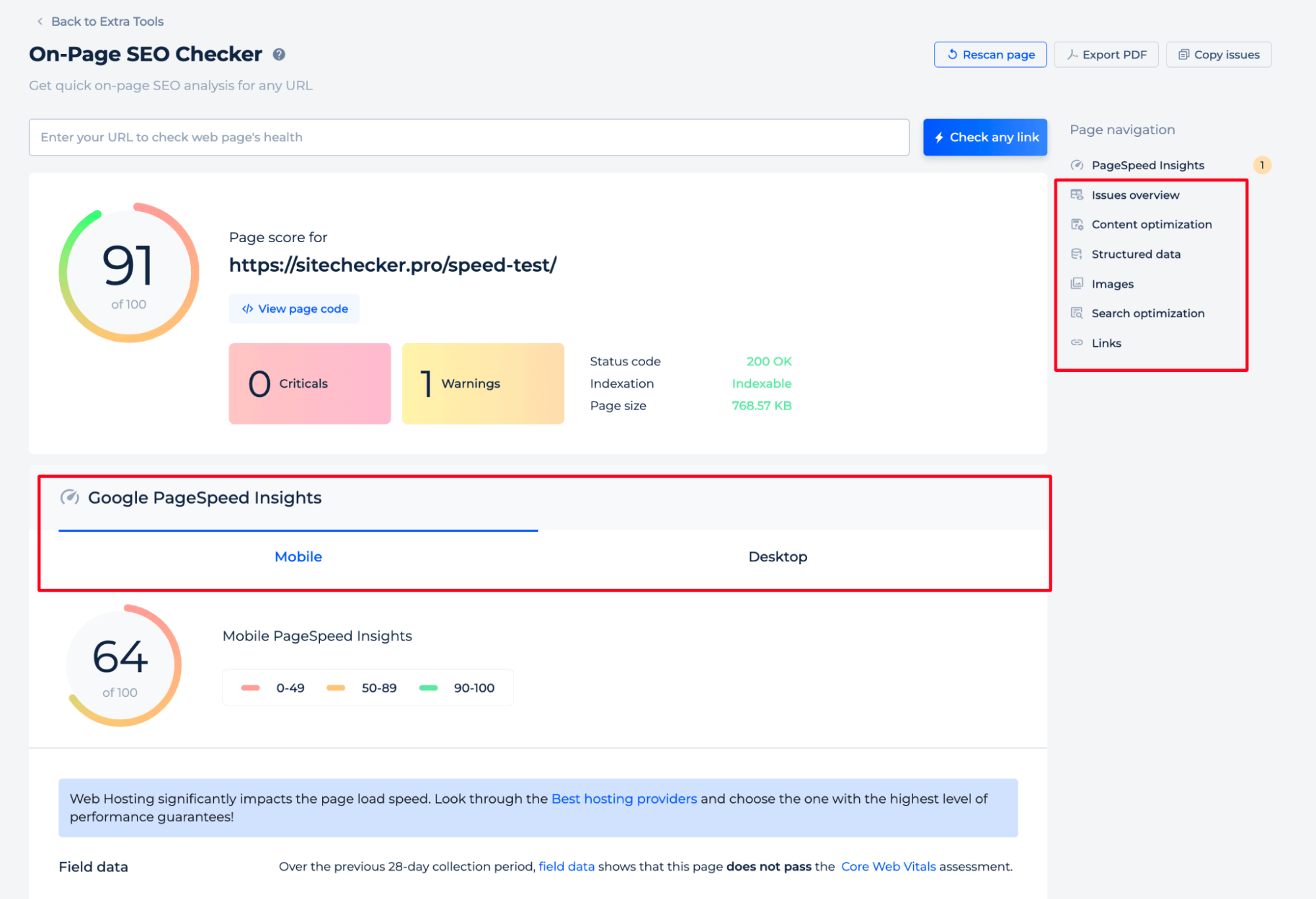 Google Pagespeed Insights