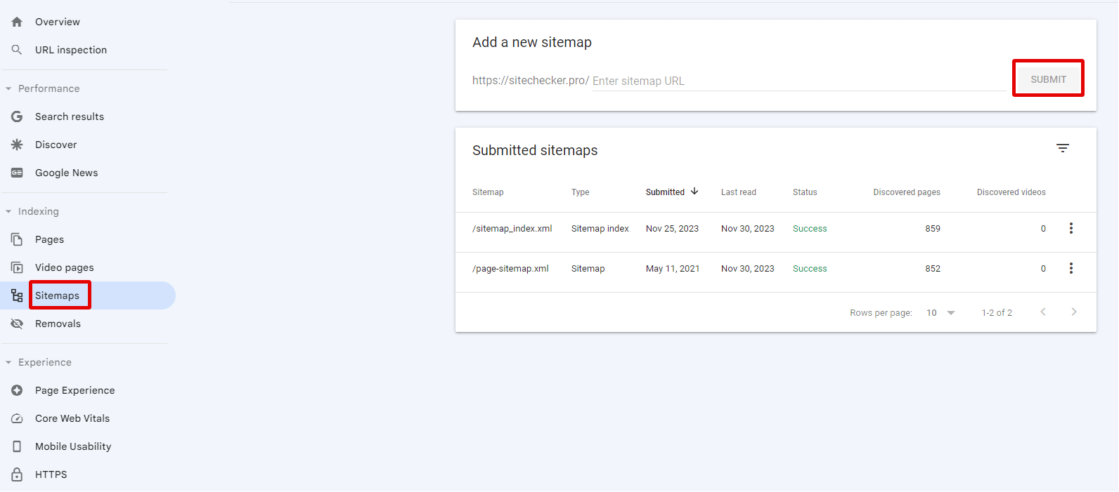 GSC Sitemaps