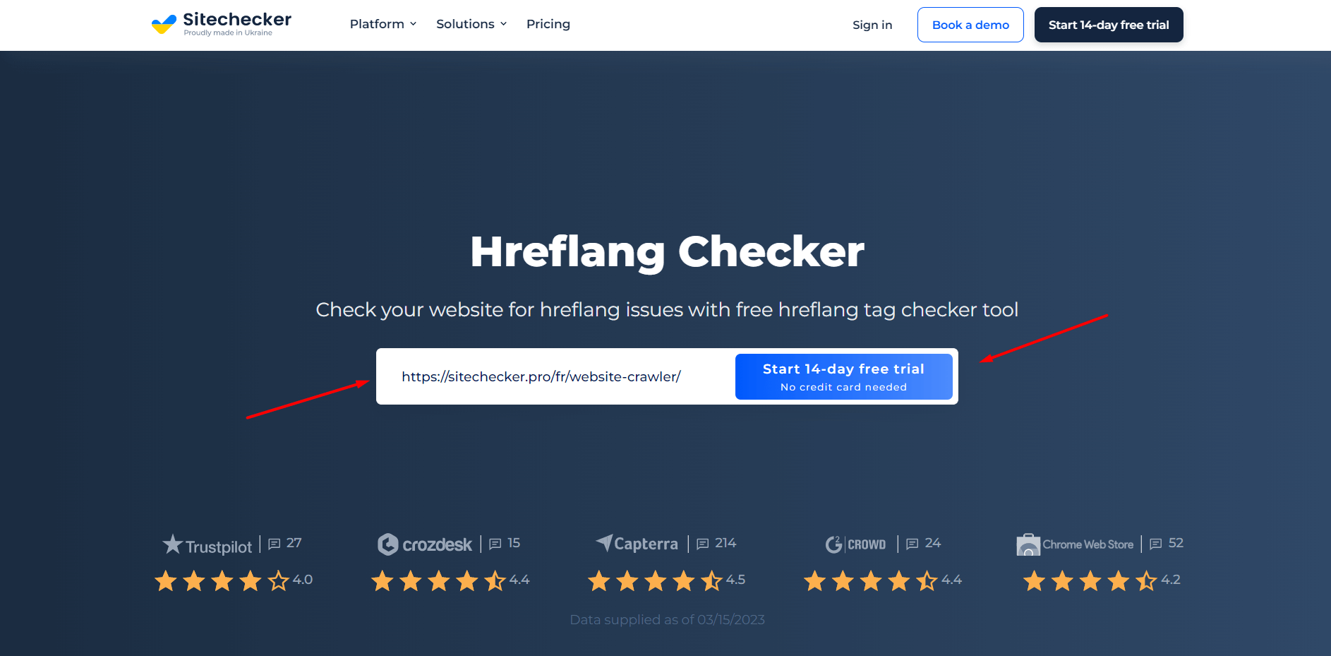 links hreflang verificam o início do teste gratuito