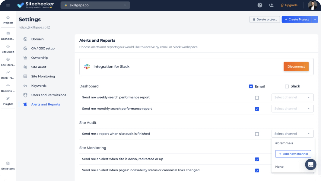 seo monitoring dashboard