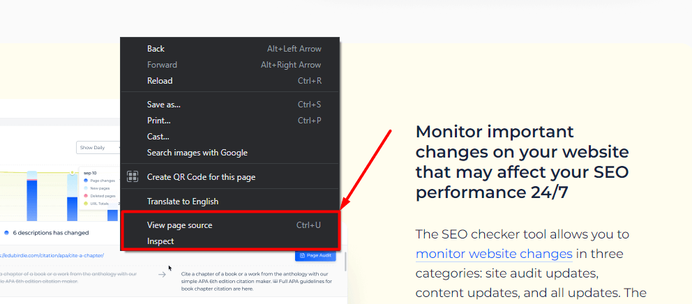 Inspect Page Source Code