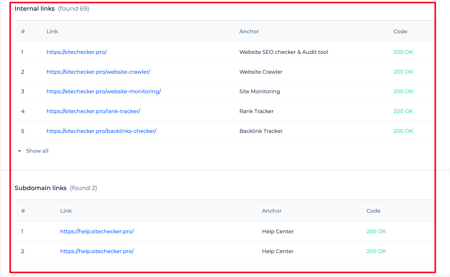 Internal Subdomain Links