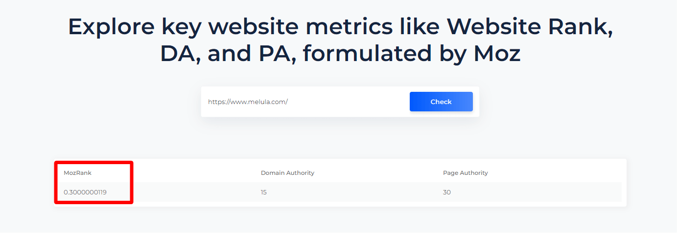 Moz Rank Metric