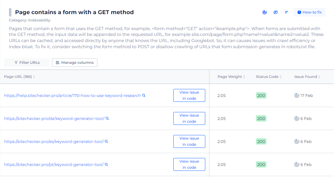 Page Contains Form GET Method Page List