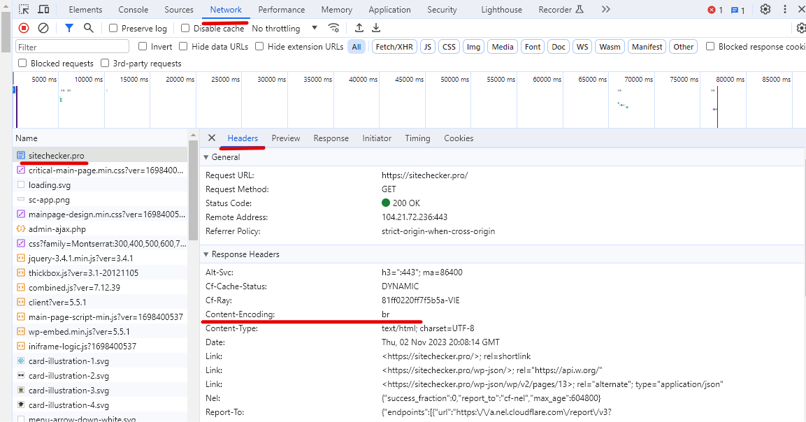 page with information network