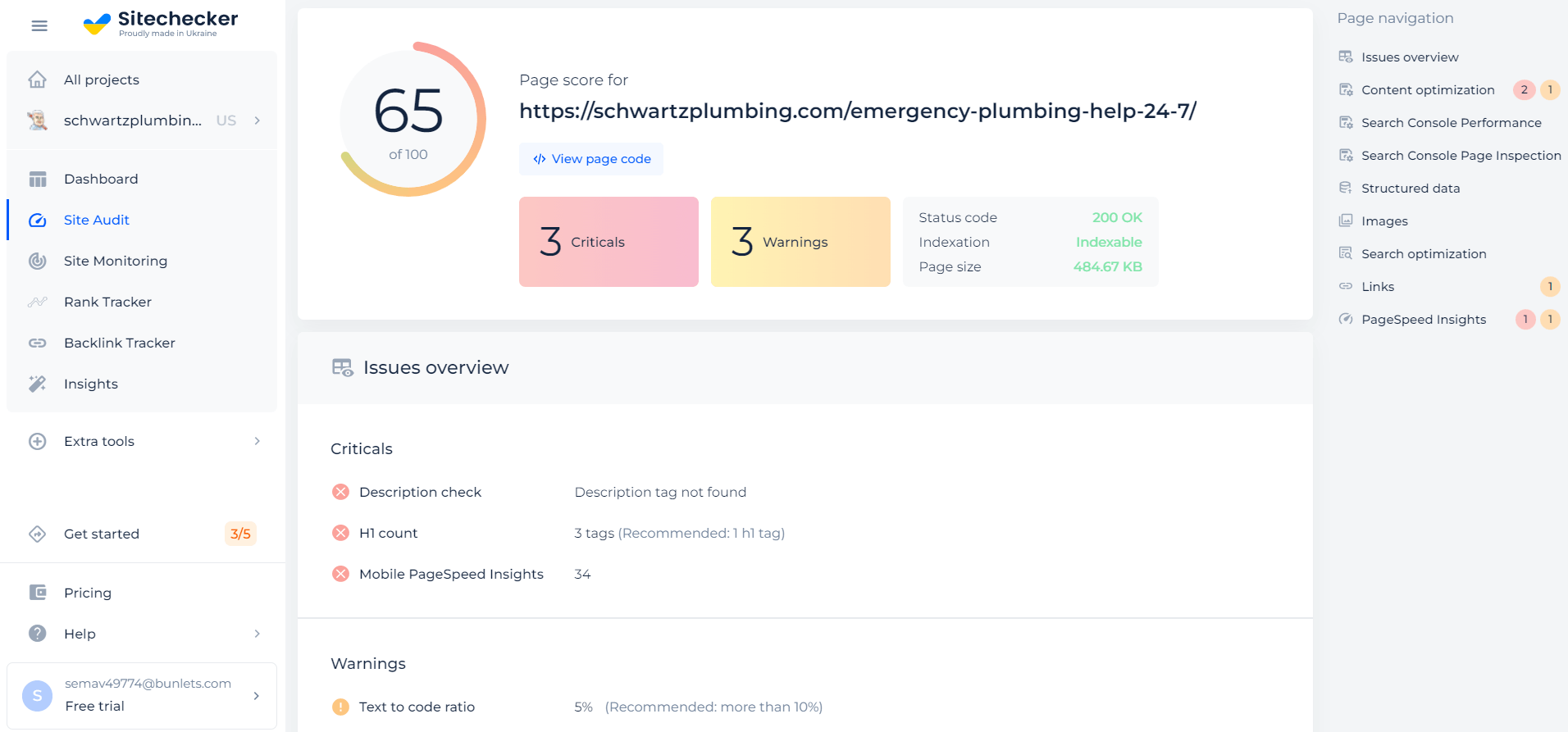 Sitechecker on-page audit