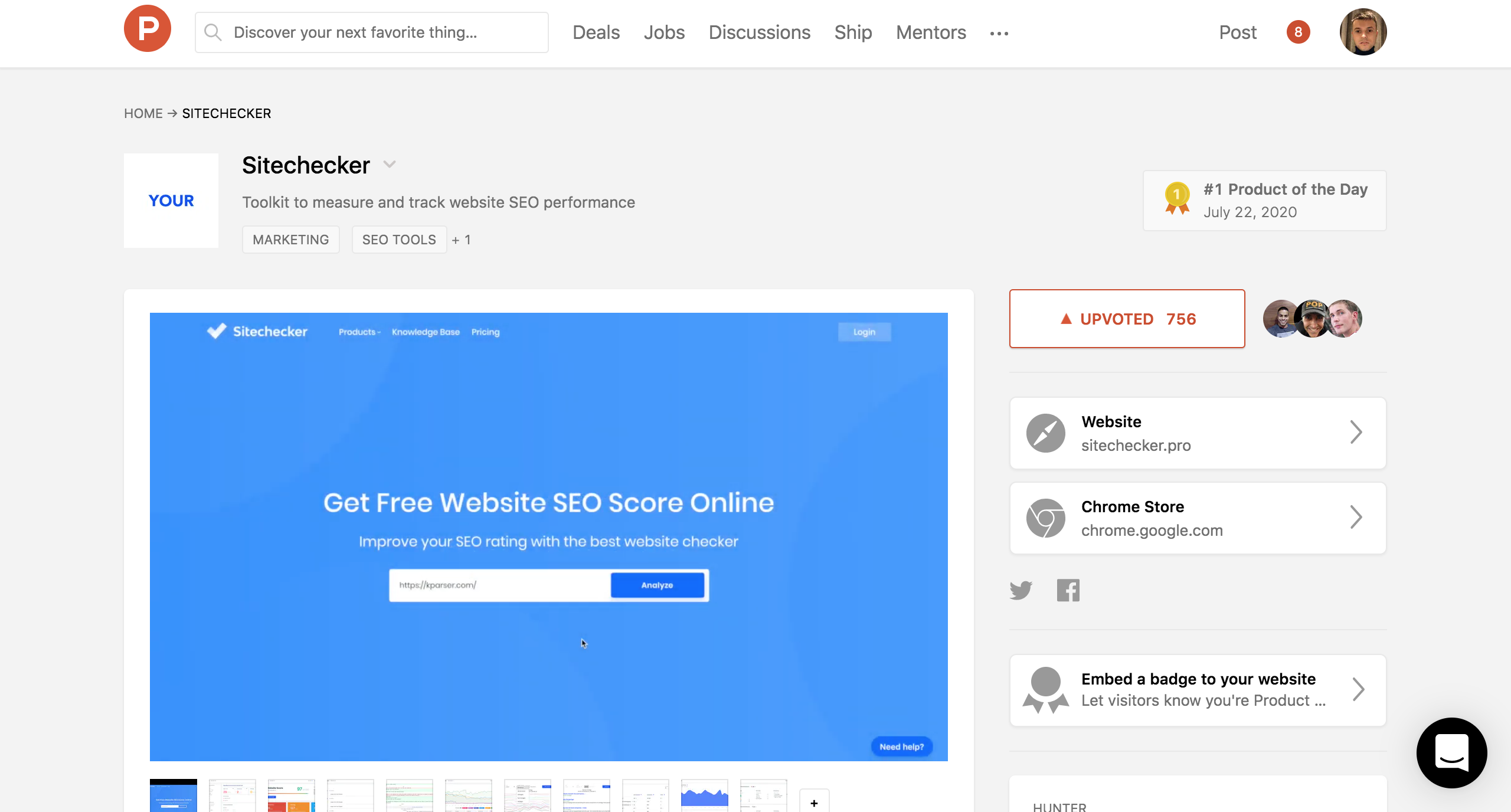 sitechecker on producthunt