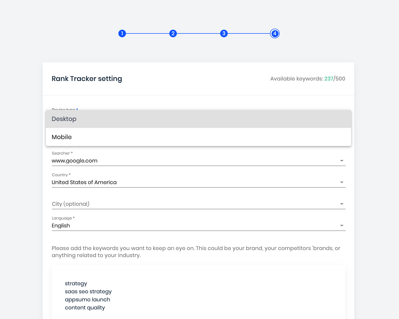 track keyword rankings on mobile devices