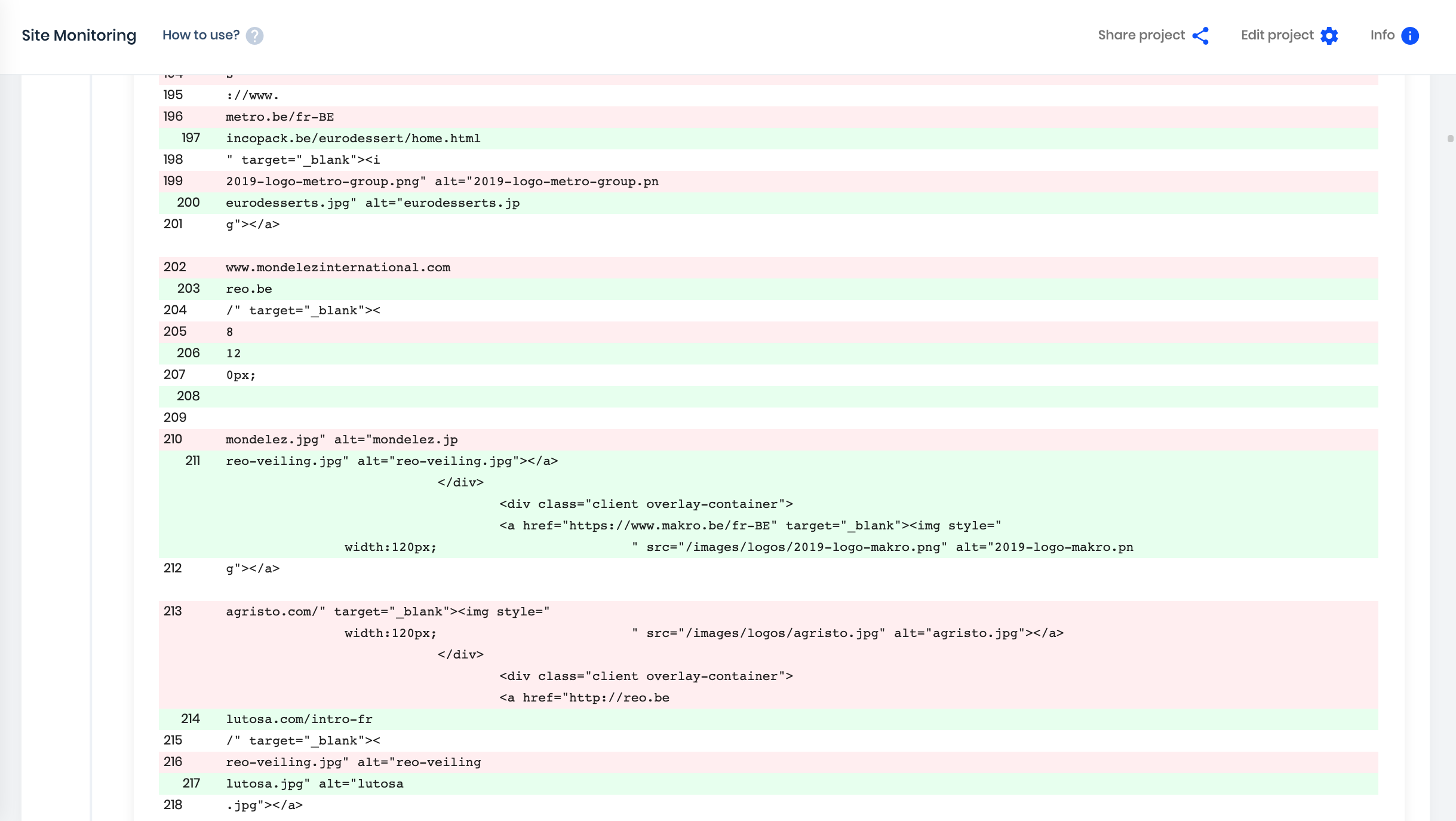 site content monitoring