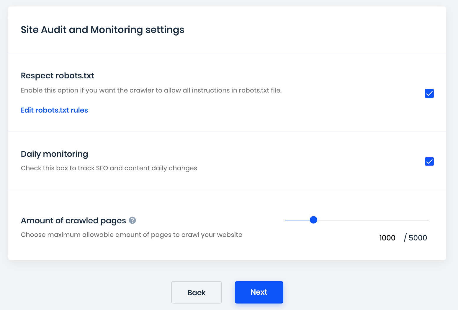 site crawling limits in sitechecker