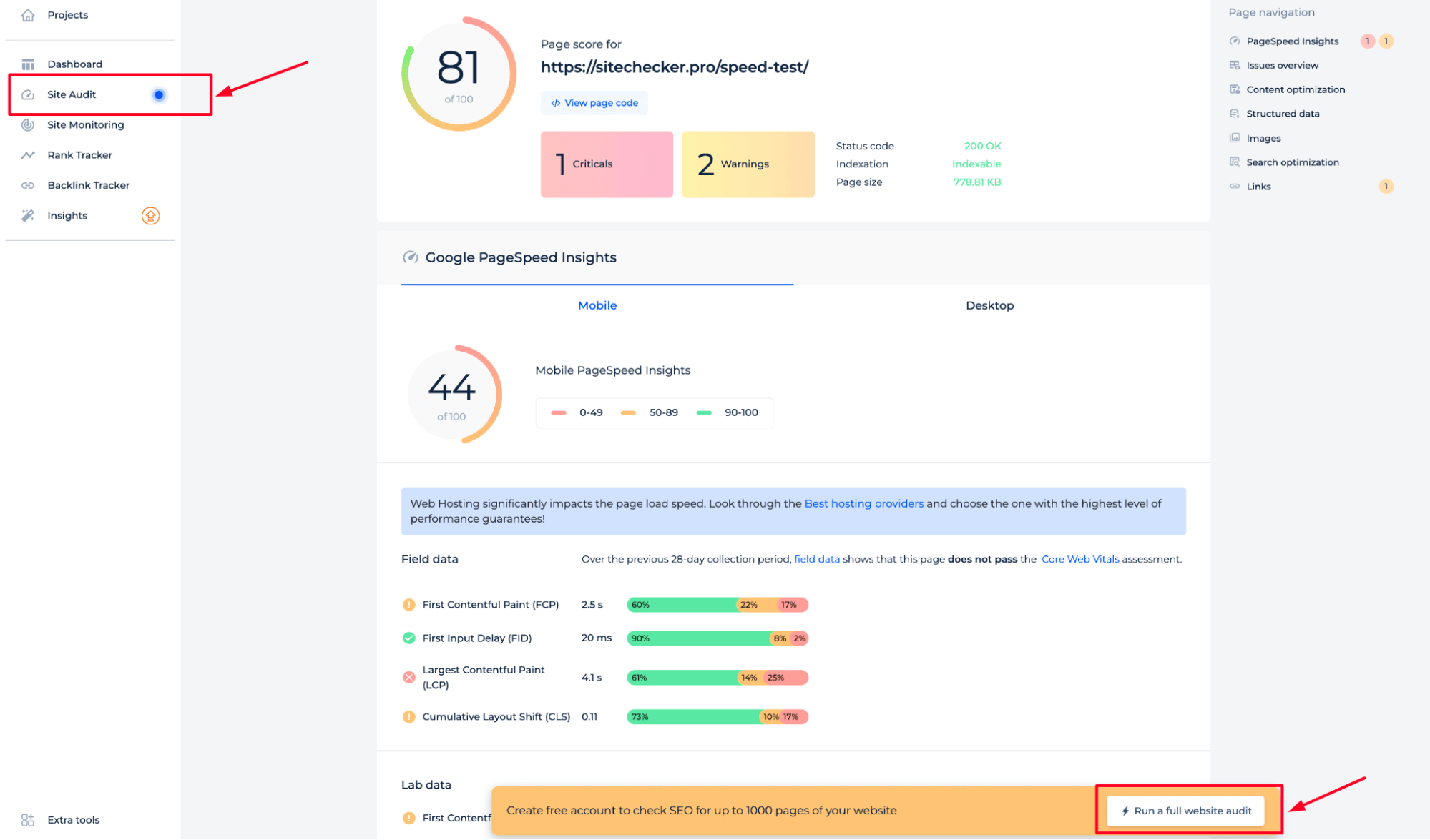 Run Full Website Audit