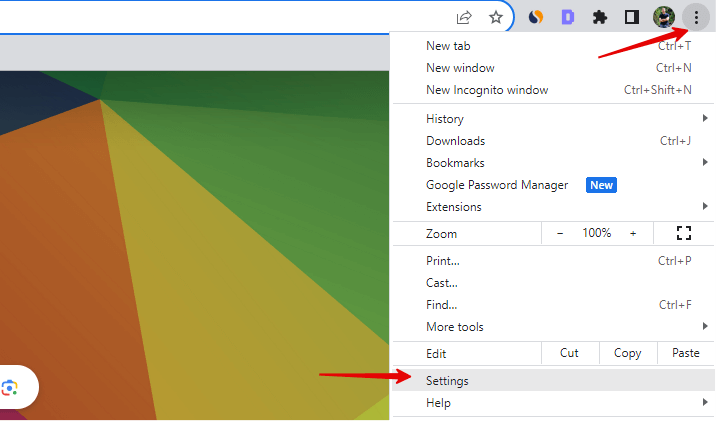 settings in chrome