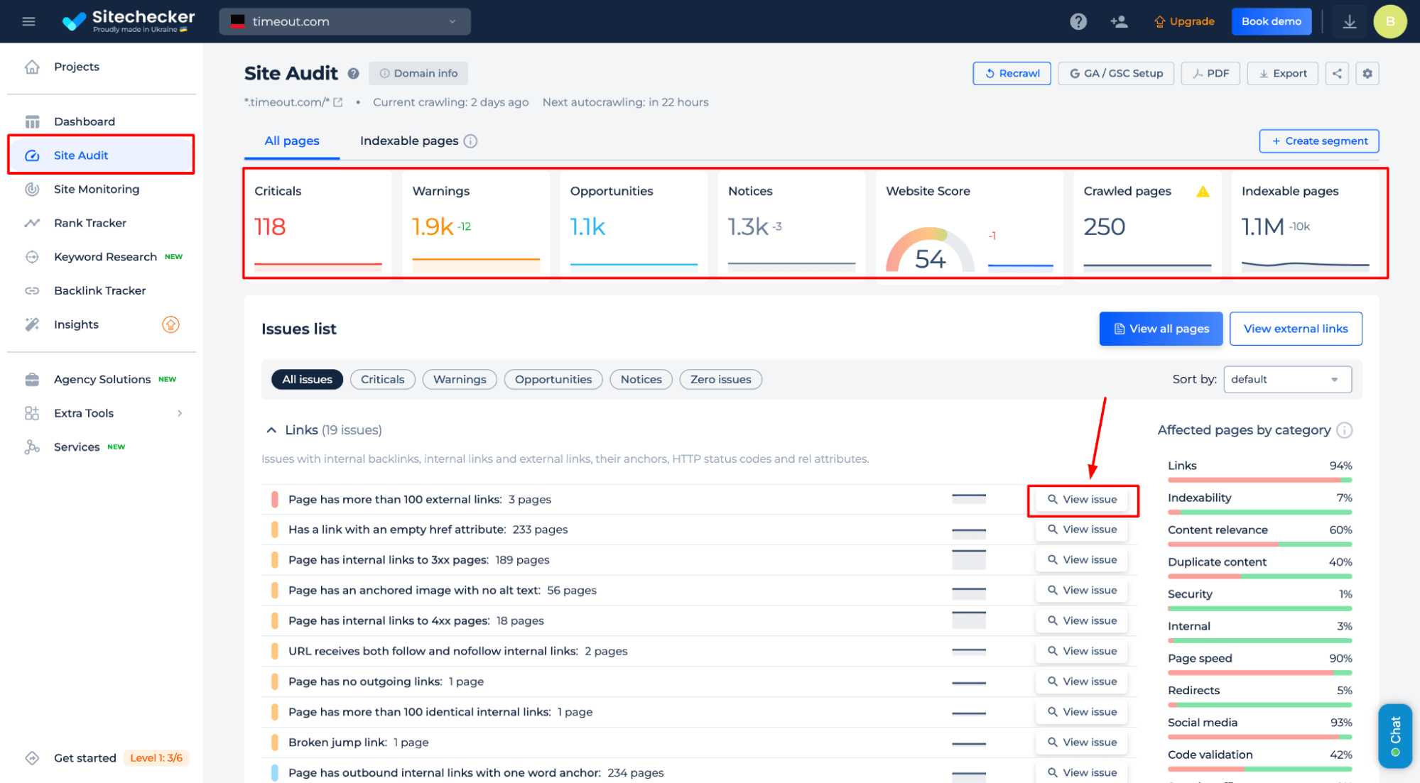 Site Audit Features