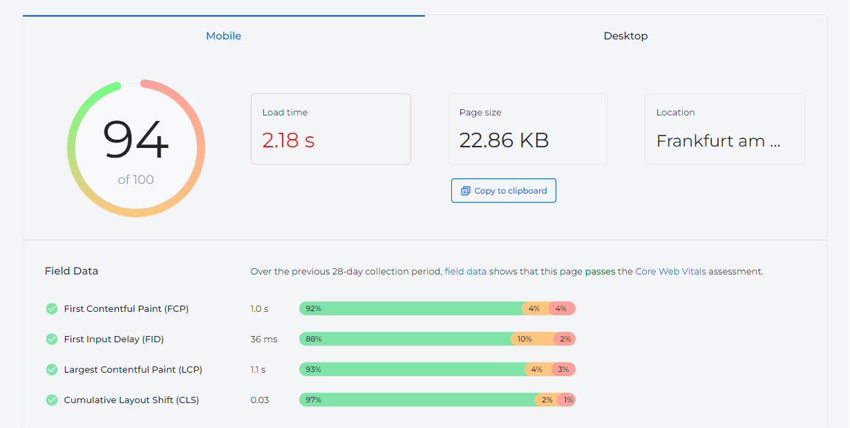 site speed test