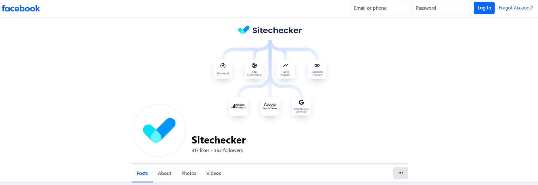 sitechecker in facebook