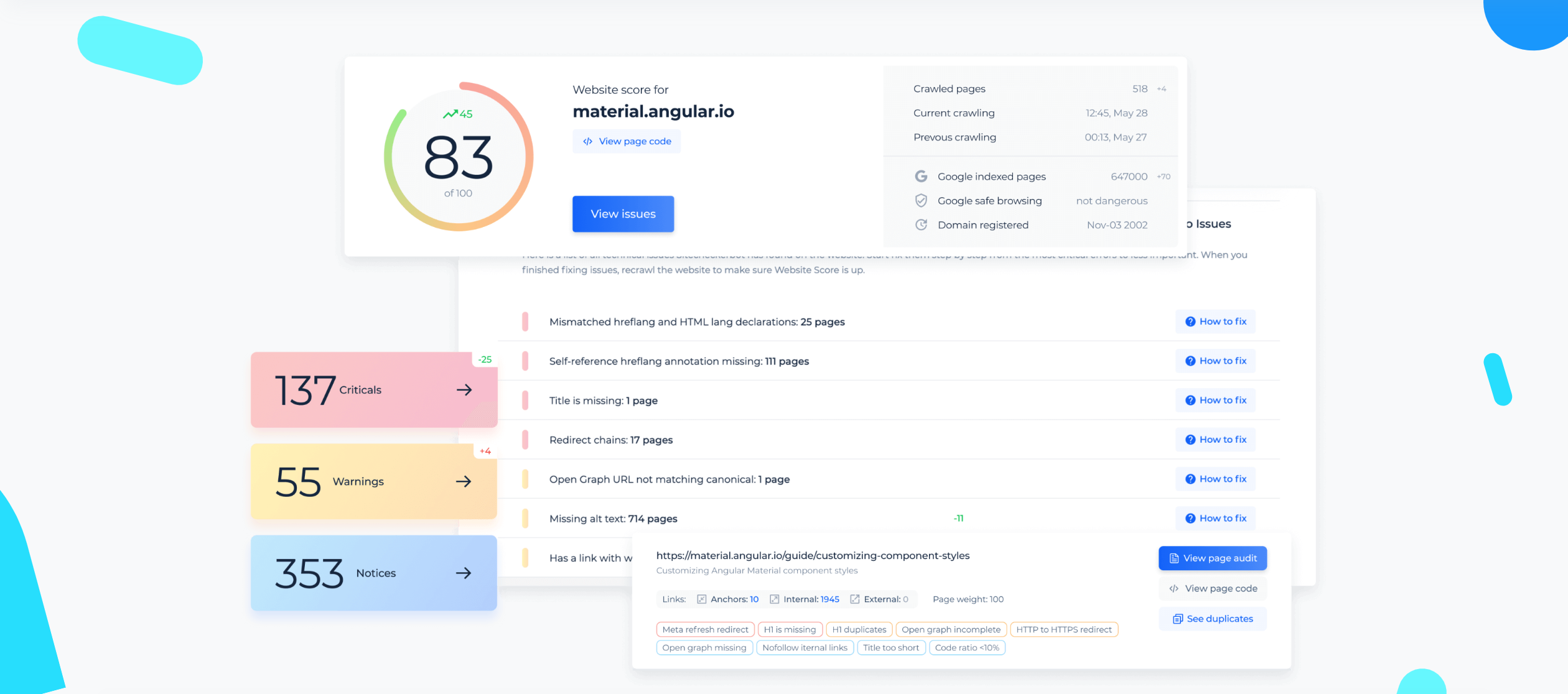 Sitechecker website crawler for assessing technical SEO