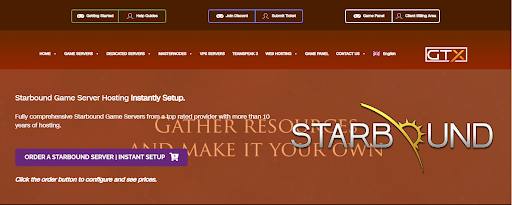 Starbound server rental via GTX Gaming