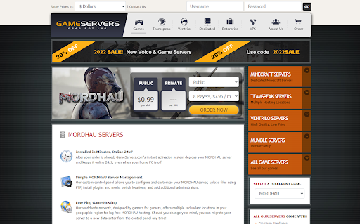 Mordhau server hosting via GameServers