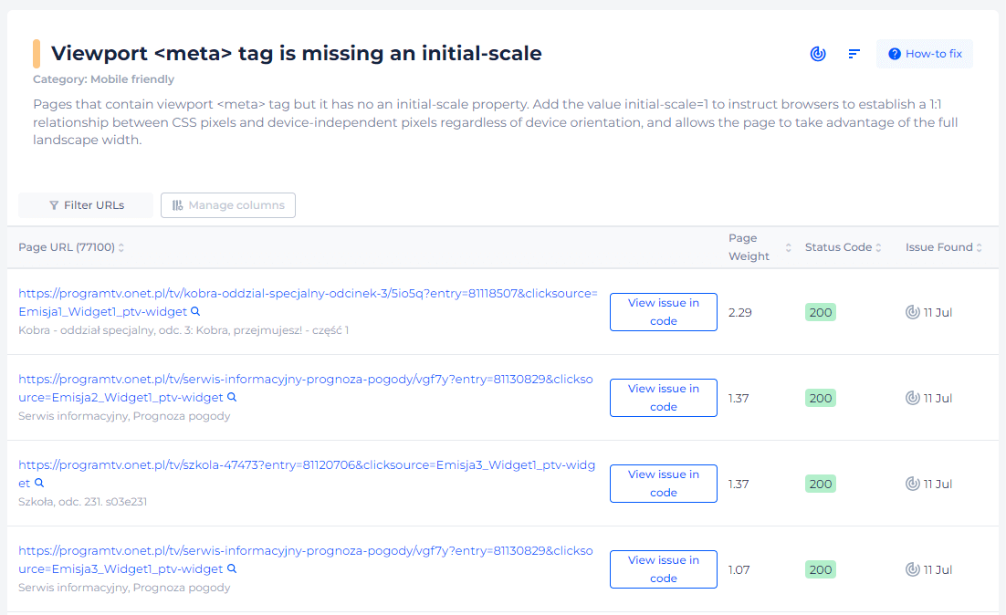 Viewport Meta Missing Initial Scale Pages