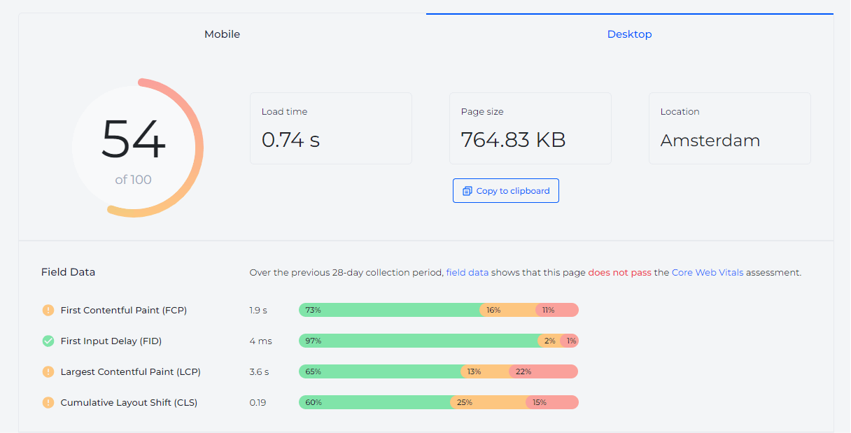 website speed test